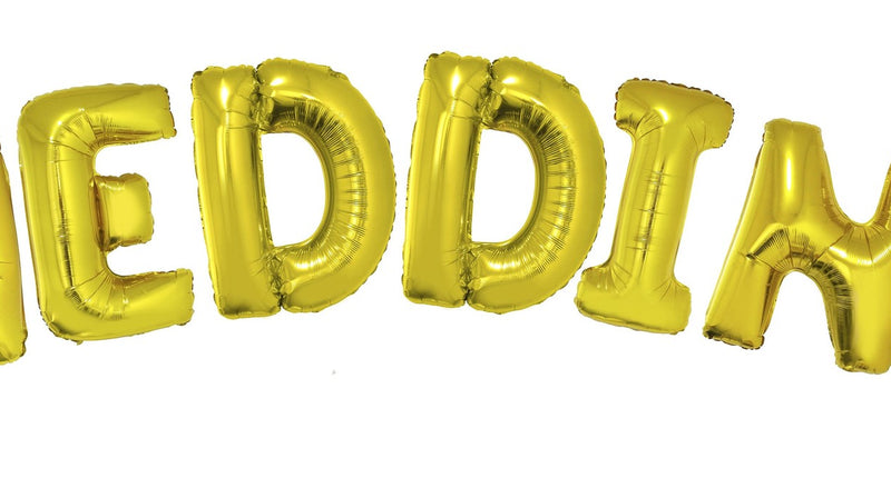 Funny Fashion Folie ballon set WEDDING met gouden letters