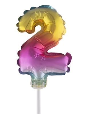 Funny Fashion Folieballon 13 cm op stokje regenboog