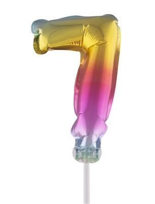 Funny Fashion Folieballon 13 cm op stokje regenboog