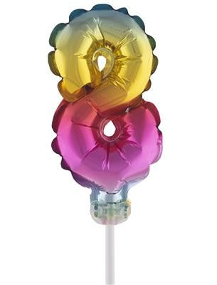 Funny Fashion Folieballon 13 cm op stokje regenboog
