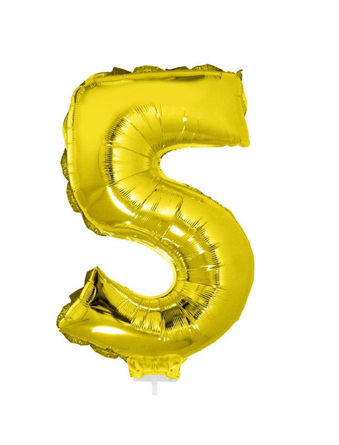 Funny Fashion Folieballon 41 cm goud op stokje