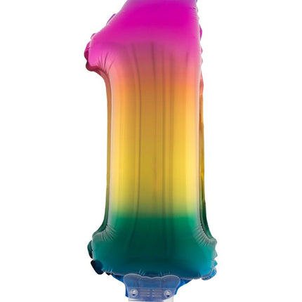 Funny Fashion Folieballon 41 cm op stokje regenboog