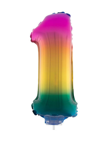 Funny Fashion Folieballon 41 cm op stokje regenboog