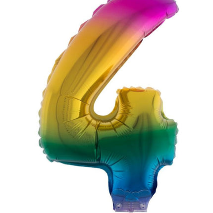 Funny Fashion Folieballon 41 cm op stokje regenboog