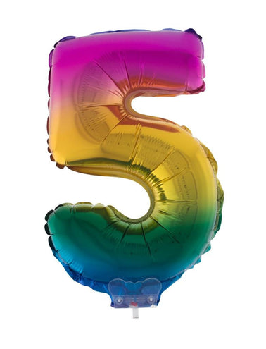 Funny Fashion Folieballon 41 cm op stokje regenboog