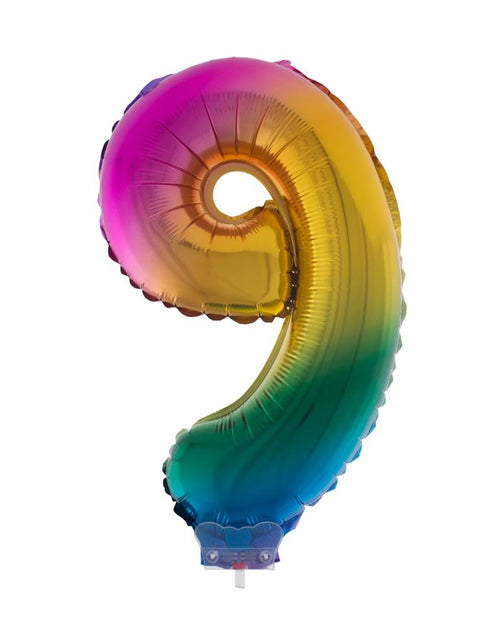 Funny Fashion Folieballon 41 cm op stokje regenboog