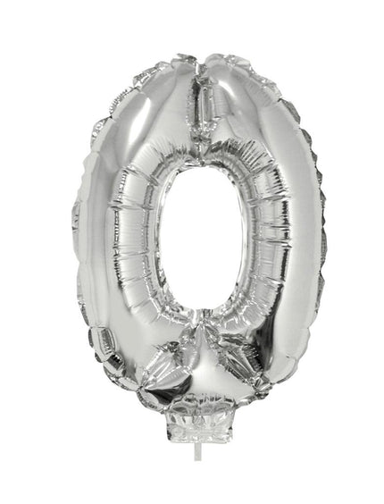 Funny Fashion Folieballon 41 cm op stokje zilver