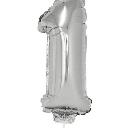 Funny Fashion Folieballon 41 cm op stokje zilver