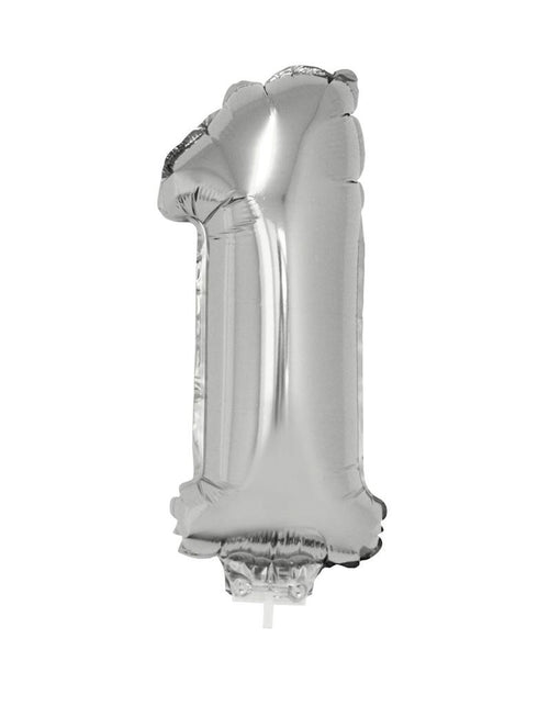 Funny Fashion Folieballon 41 cm op stokje zilver