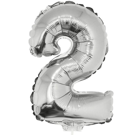 Funny Fashion Folieballon 41 cm op stokje zilver