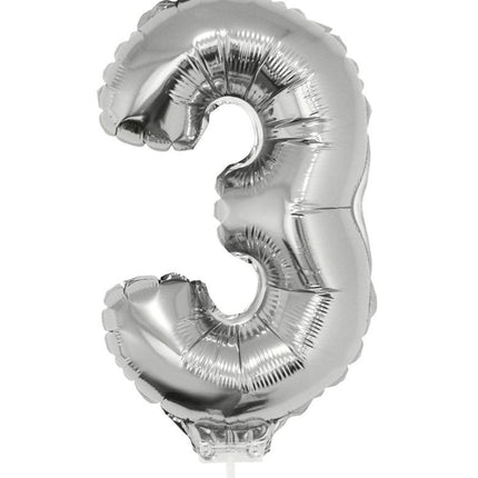 Funny Fashion Folieballon 41 cm op stokje zilver