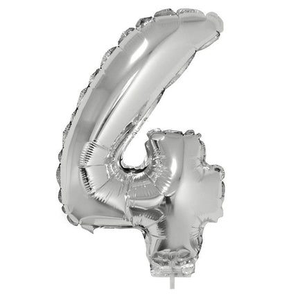 Funny Fashion Folieballon 41 cm op stokje zilver