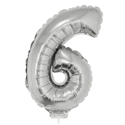 Funny Fashion Folieballon 41 cm op stokje zilver