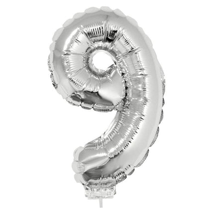 Funny Fashion Folieballon 41 cm op stokje zilver
