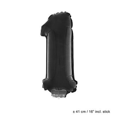 Funny Fashion Folieballon 41 cm op stokje zwart