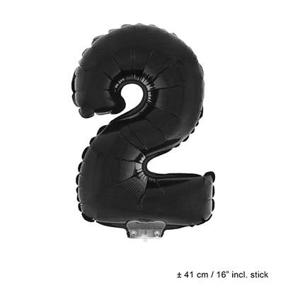 Funny Fashion Folieballon 41 cm op stokje zwart