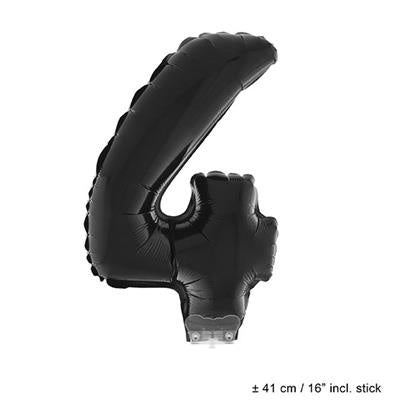 Funny Fashion Folieballon 41 cm op stokje zwart