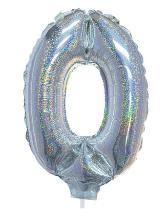 Funny Fashion Folieballon 41cm op stokje glitter zilver