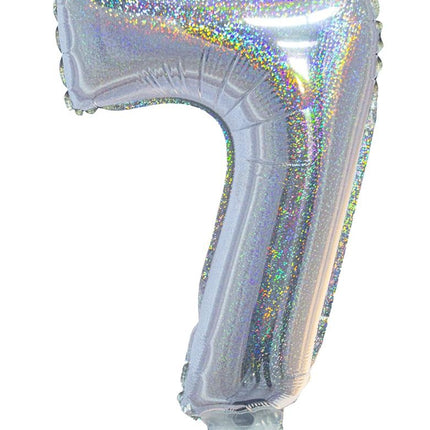 Funny Fashion Folieballon 41cm op stokje glitter zilver