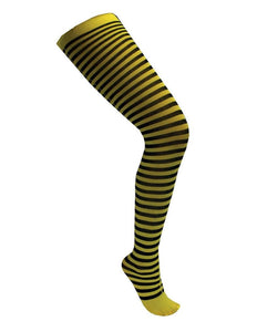 Funny Fashion Geel zwart gestreepte panty