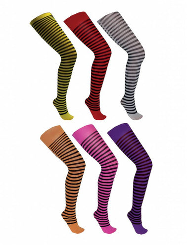 Funny Fashion Geel zwart gestreepte panty