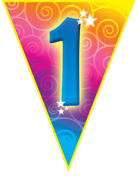 Funny Fashion Gekleurde vlaggenlijn 1 jaar 5mtr.