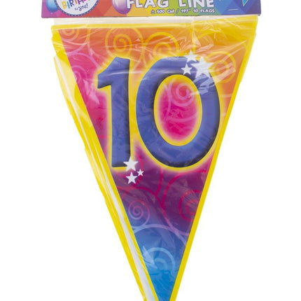 Funny Fashion Gekleurde vlaggenlijn 10 jaar 5mtr.