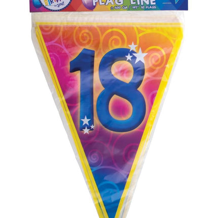 Funny Fashion Gekleurde vlaggenlijn 18 jaar 5mtr.