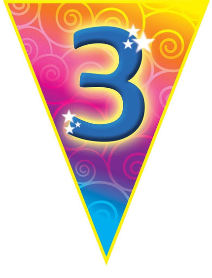 Funny Fashion Gekleurde vlaggenlijn 3 jaar 5mtr.