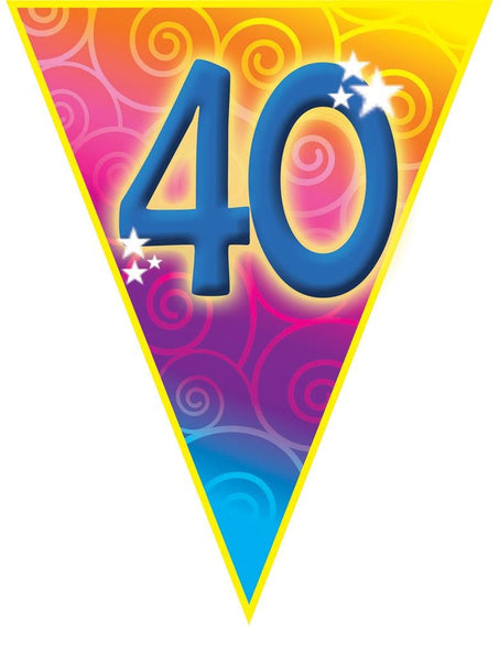 Funny Fashion Gekleurde vlaggenlijn 40 jaar 5mtr.