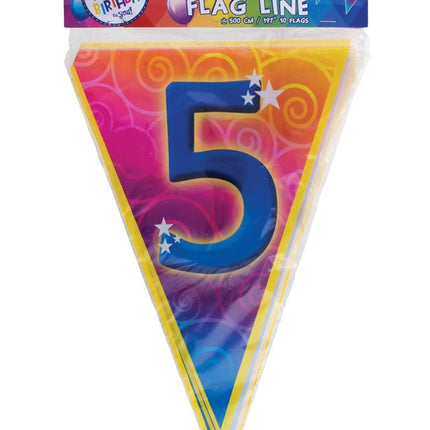 Funny Fashion Gekleurde vlaggenlijn 5 jaar 5mtr.