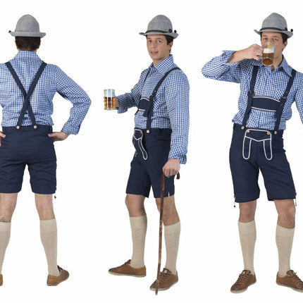 Funny Fashion Geruite Tiroler blouse heren