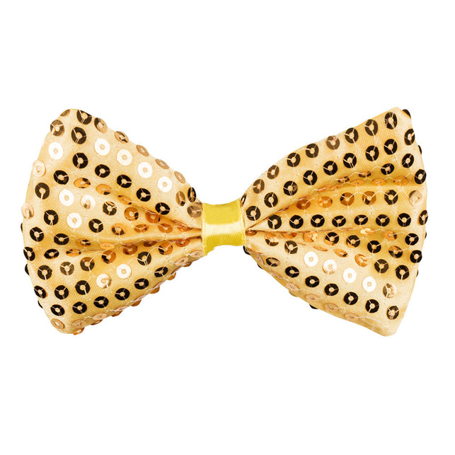 Funny Fashion Gouden disco glitter strik met pailletten