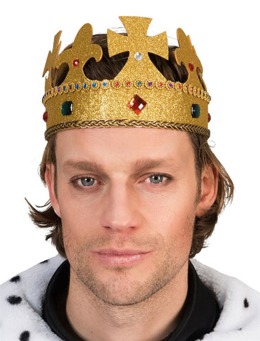 Funny Fashion Gouden kroon met glitters