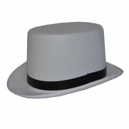 Funny Fashion Grijze hoge hoed met lint