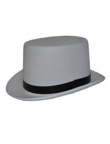 Funny Fashion Grijze hoge hoed met lint