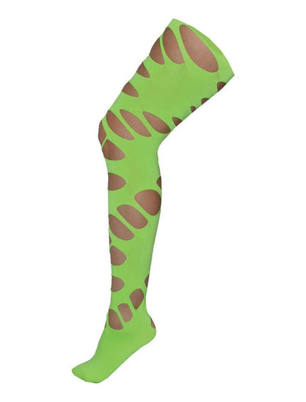 Funny Fashion Groene neon disco panty met grote gaten