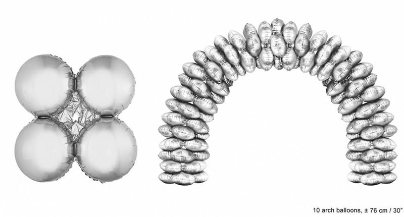 Funny Fashion Grote ballonboog folieballonen Zilver