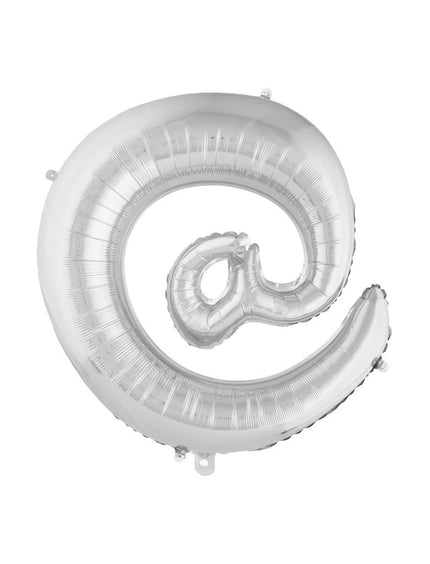 Funny Fashion Grote folie ballon @-teken Zilver