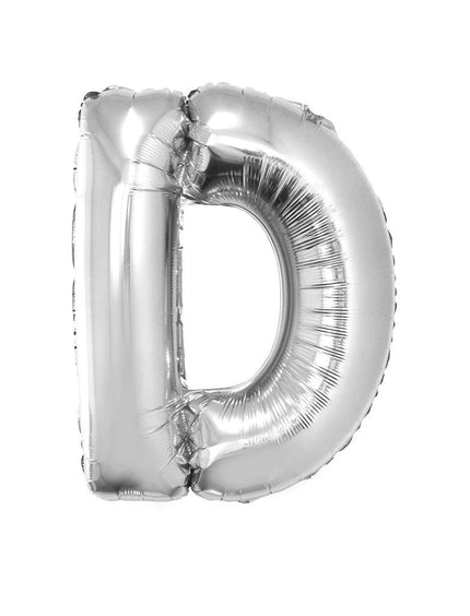 Funny Fashion Grote folie ballon letter D Zilver