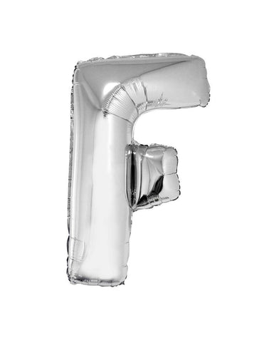 Funny Fashion Grote folie ballon letter F Zilver