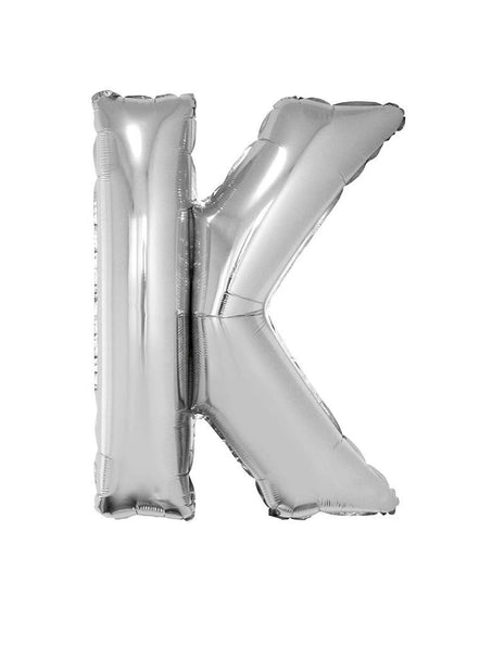 Funny Fashion Grote folie ballon letter K Zilver