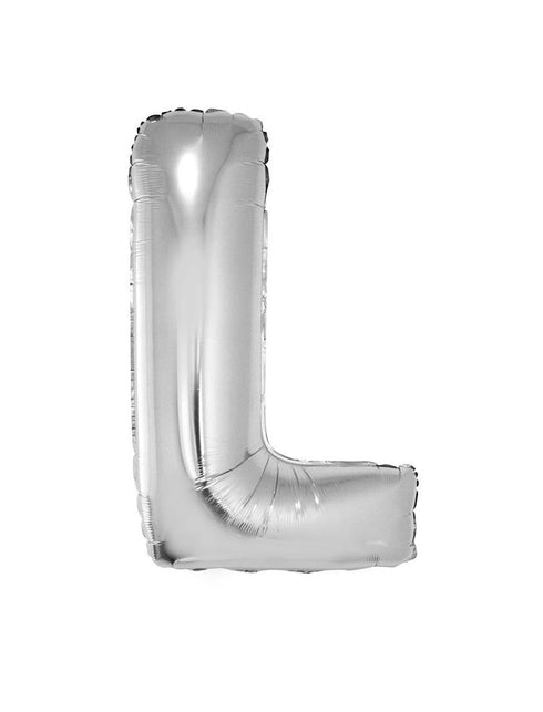 Funny Fashion Grote folie ballon letter L Zilver