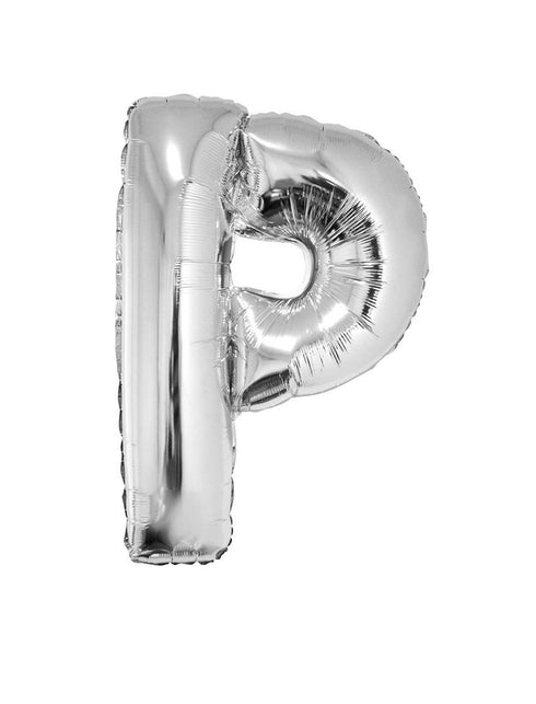 Funny Fashion Grote folie ballon letter P Zilver