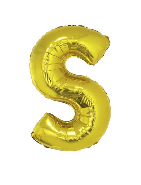 Funny Fashion Grote folie ballon letter S Goud