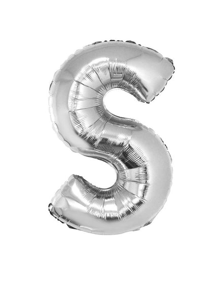 Funny Fashion Grote folie ballon letter S Zilver
