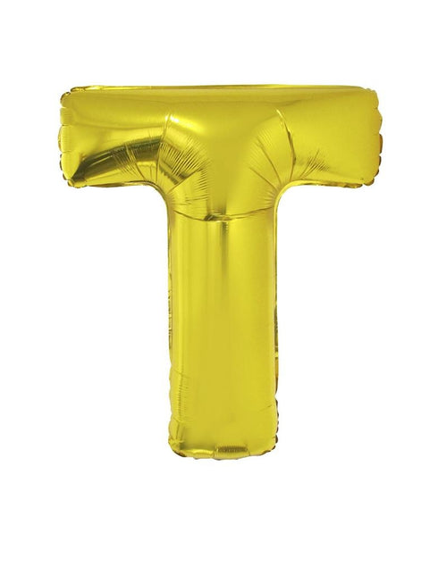 Funny Fashion Grote folie ballon letter T Goud