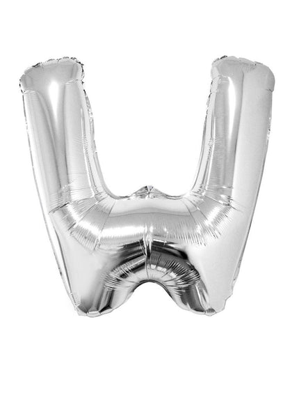 Funny Fashion Grote folie ballon letter W Zilver