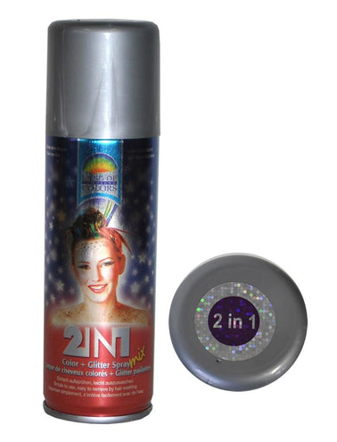 Funny Fashion Haar en body spray met glitters in paars en zilver