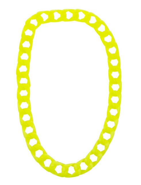 Funny Fashion Halsketting met grote schakels fluor geel